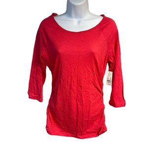 NWT Soho NY&C Shirred Sides 3/4 Sleeve Cotton Motherhood Maternity Tee Top Small